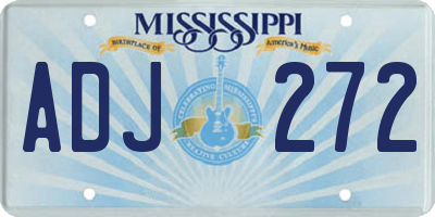 MS license plate ADJ272