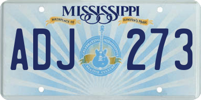 MS license plate ADJ273