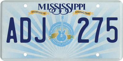 MS license plate ADJ275