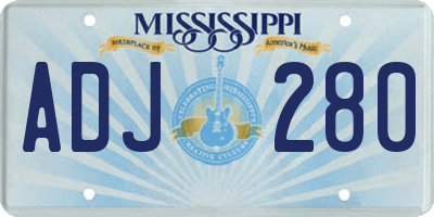 MS license plate ADJ280