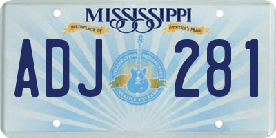 MS license plate ADJ281