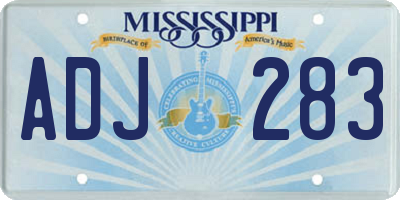 MS license plate ADJ283