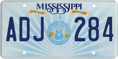 MS license plate ADJ284