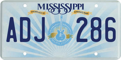 MS license plate ADJ286