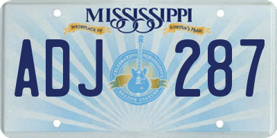 MS license plate ADJ287