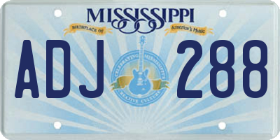 MS license plate ADJ288