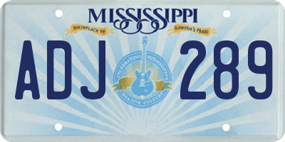 MS license plate ADJ289
