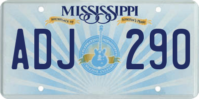 MS license plate ADJ290