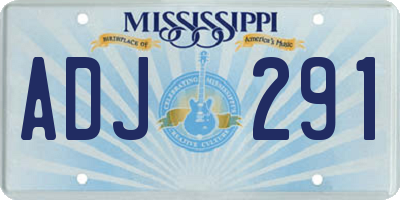 MS license plate ADJ291