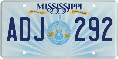 MS license plate ADJ292