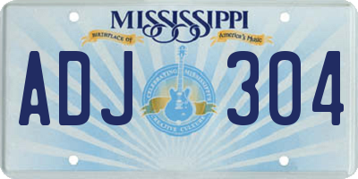 MS license plate ADJ304