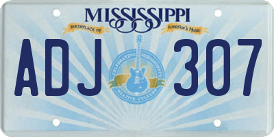 MS license plate ADJ307