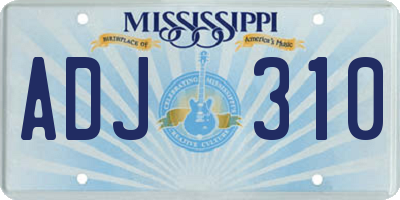 MS license plate ADJ310