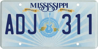 MS license plate ADJ311
