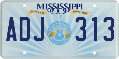 MS license plate ADJ313
