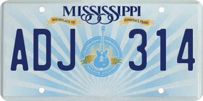 MS license plate ADJ314