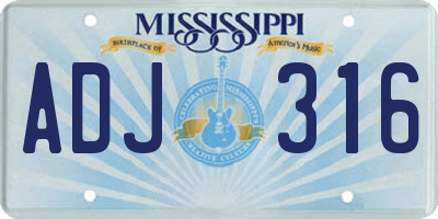 MS license plate ADJ316