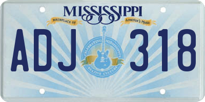 MS license plate ADJ318