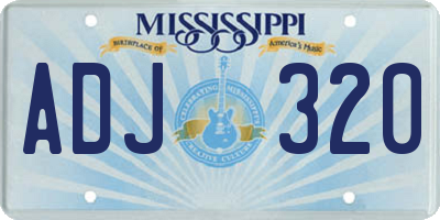 MS license plate ADJ320