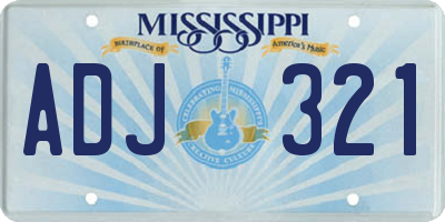 MS license plate ADJ321