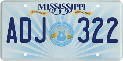 MS license plate ADJ322