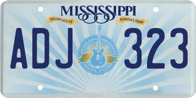 MS license plate ADJ323