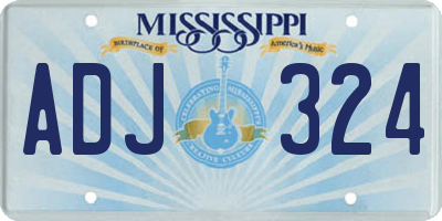 MS license plate ADJ324