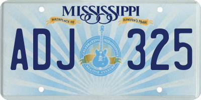 MS license plate ADJ325