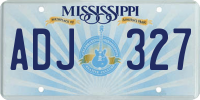 MS license plate ADJ327
