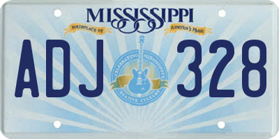 MS license plate ADJ328