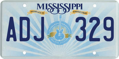 MS license plate ADJ329