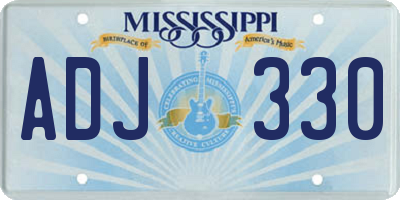 MS license plate ADJ330