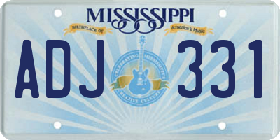 MS license plate ADJ331