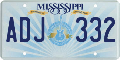 MS license plate ADJ332