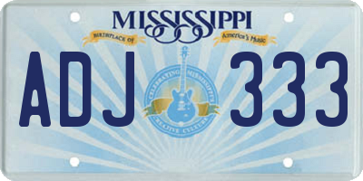 MS license plate ADJ333