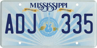 MS license plate ADJ335