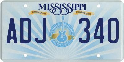 MS license plate ADJ340