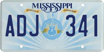 MS license plate ADJ341