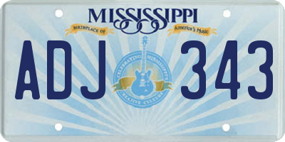MS license plate ADJ343