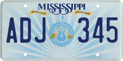 MS license plate ADJ345