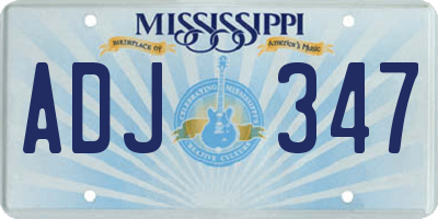 MS license plate ADJ347