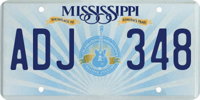 MS license plate ADJ348