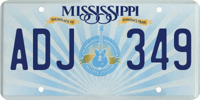 MS license plate ADJ349