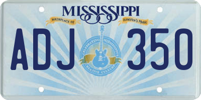MS license plate ADJ350