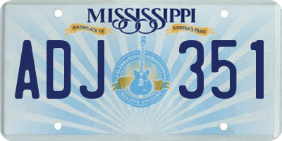 MS license plate ADJ351