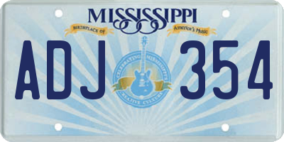 MS license plate ADJ354