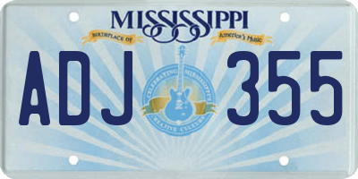MS license plate ADJ355