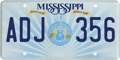 MS license plate ADJ356
