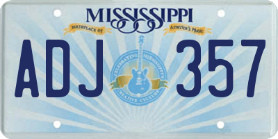 MS license plate ADJ357
