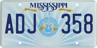 MS license plate ADJ358